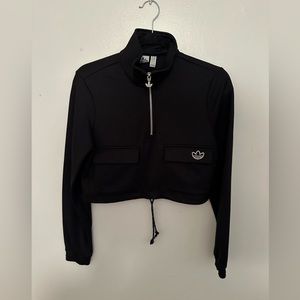 Adidas half zip crop top long sleeve